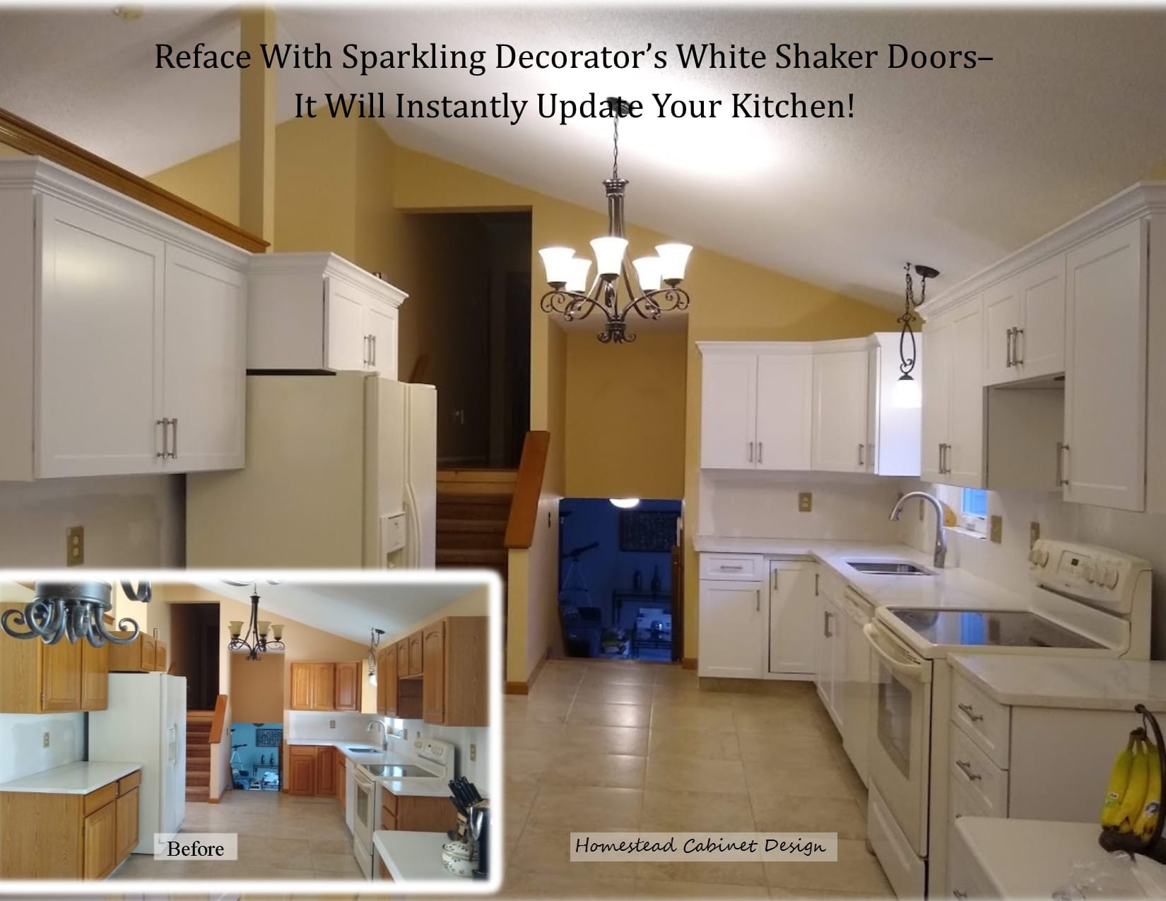 reface with white shaker doors