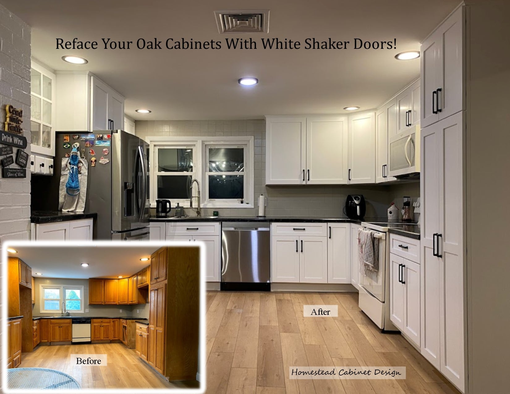 reface with white shaker doors